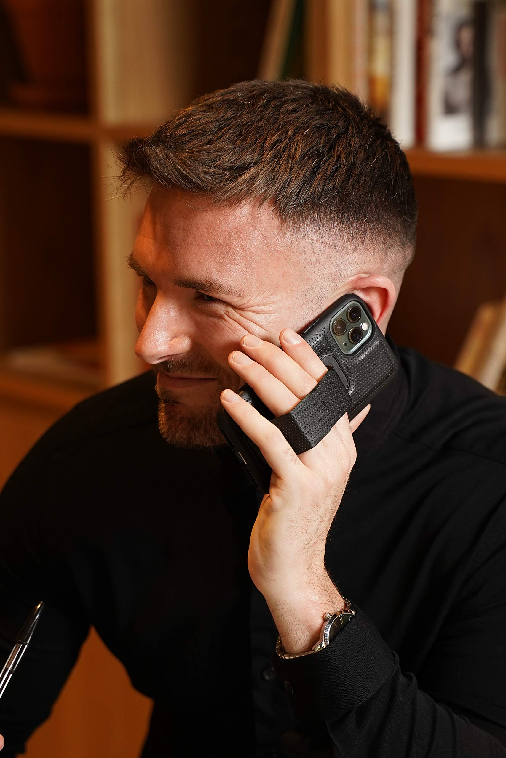 CLCKR Compatible with iPhone 12 Mini Case with Phone Grip and Expanding Stand, iPhone 12 Mini 5.4 Cover with Phone Grip Holder and Kickstand, Shockproof Design, Raised Edges, White Marble 6