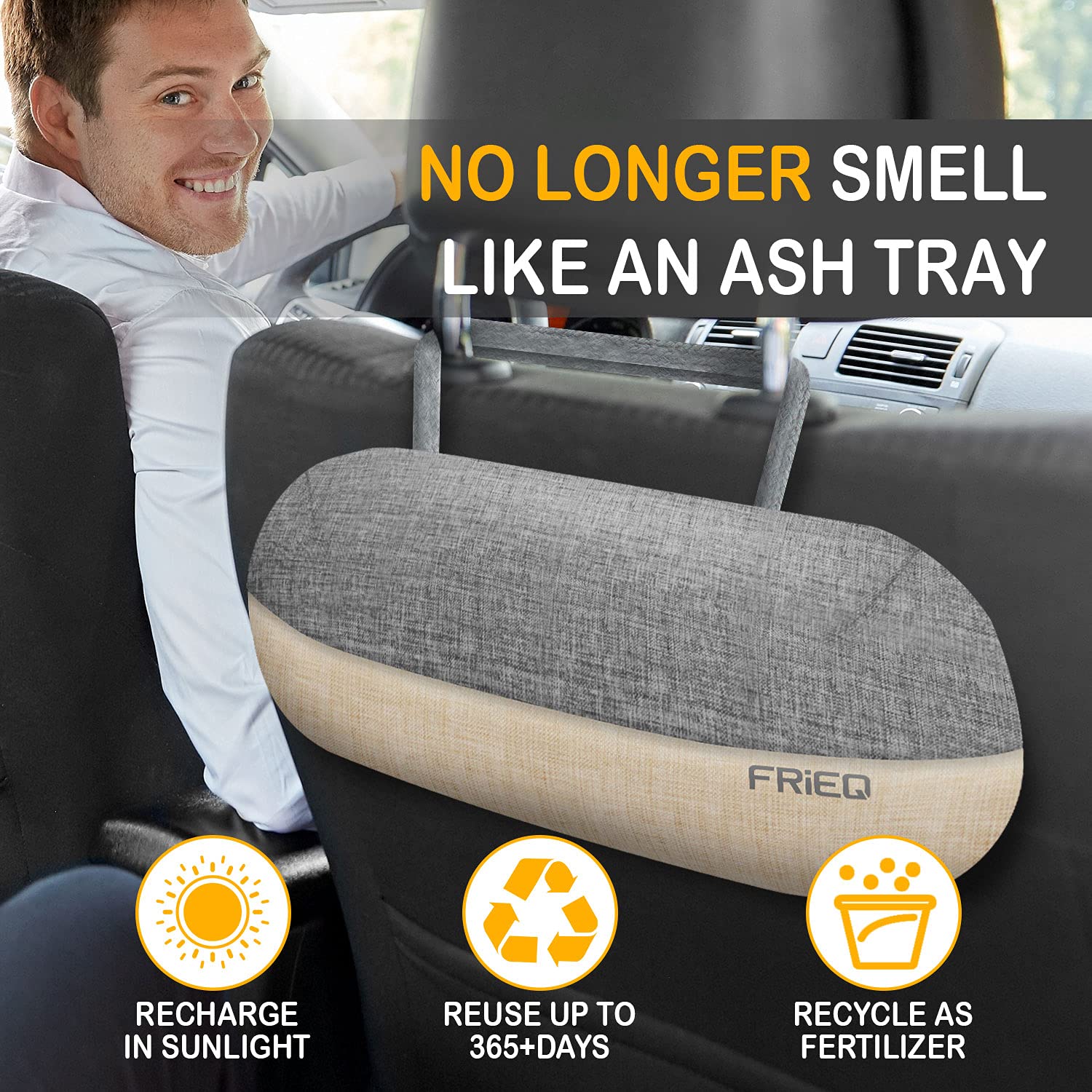 FRiEQ Car Air Freshener, 100% Activated Bamboo Charcoal Air Purifying Bag | Lasts 365+ Days | Fragrance-Free Deodorizer - Absorb Smoke Smell and Bad Odors 5
