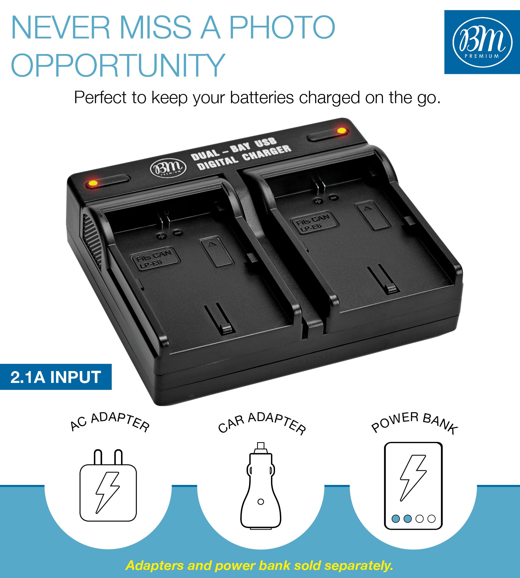 BM Premium 2 Pack of LP-E6NH Batteries and Dual Bay Battery Charger for Canon EOS R EOS R5 EOS R6 EOS R6 II EOS R7 EOS 90D EOS 60D EOS 70D EOS 80D EOS 6D II EOS 7D EOS 7D Mark II Cameras 4