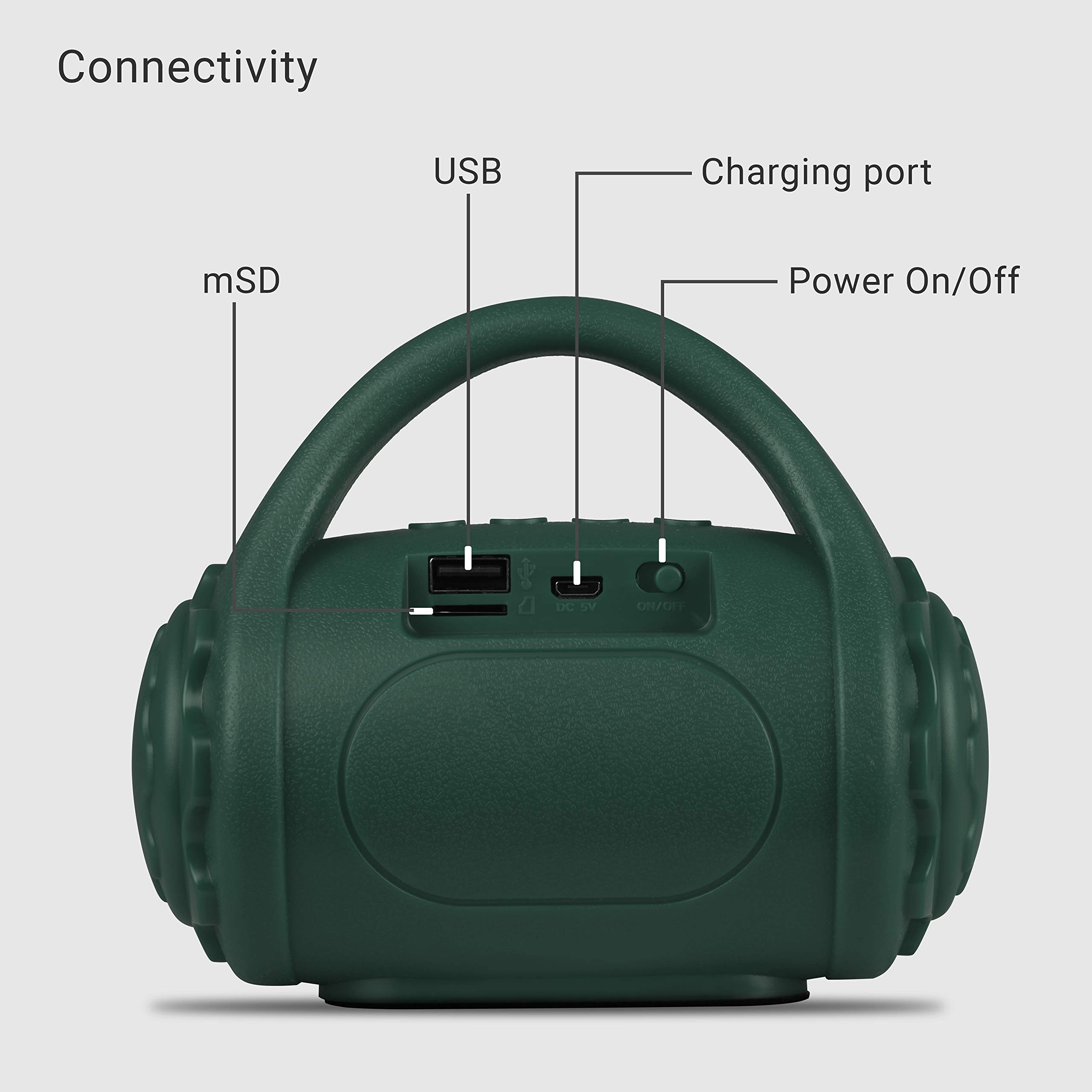 Zebronics ZEB-COUNTY 3W Wireless Bluetooth Portable Speaker With Supporting Carry Handle, USB, SD Card, AUX, FM & Call Function. (Green) 6