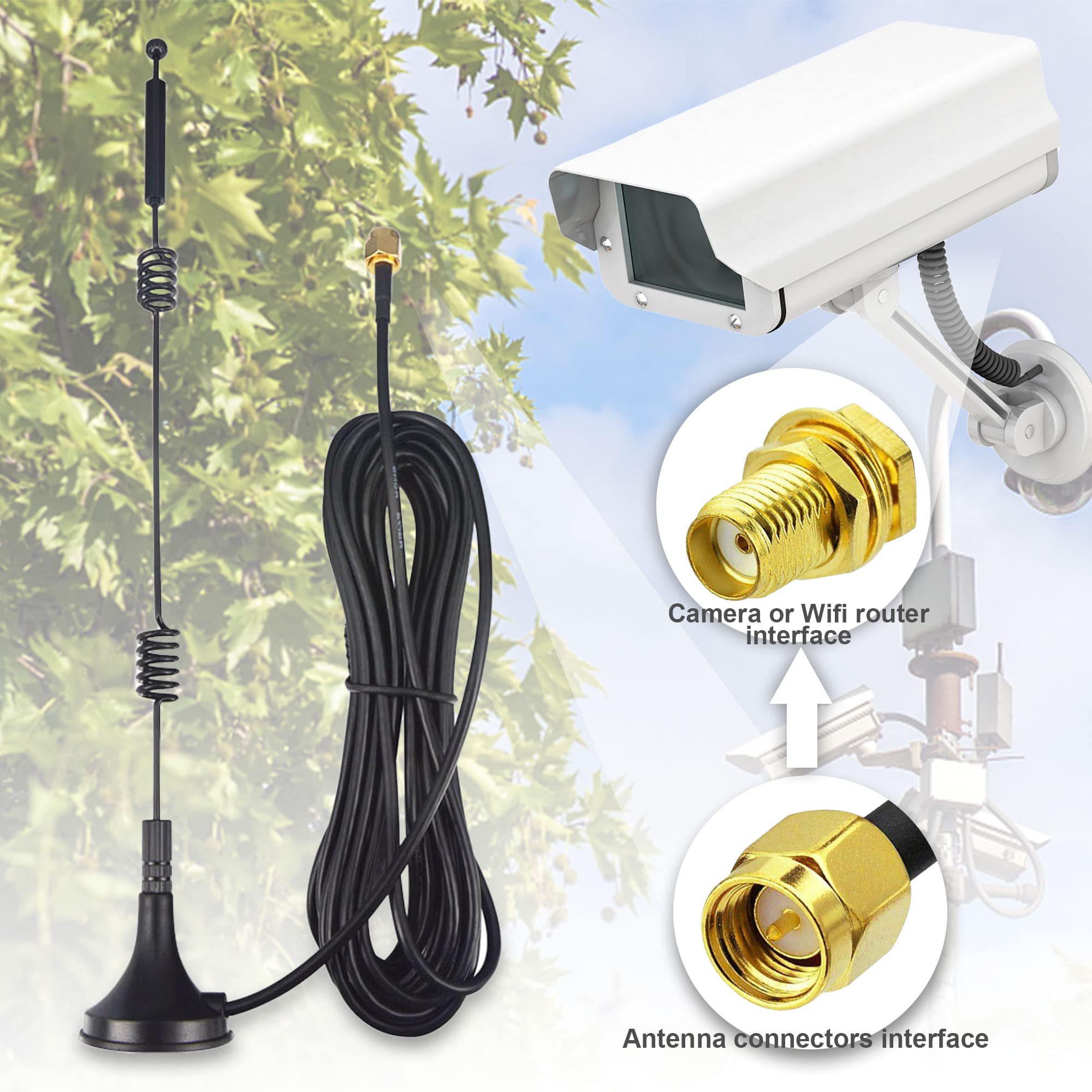 Dual Band WiFi Antenna 2.4GHz 5GHz 5.8GHz 9dBi Magnetic Base MIMO SMA Male Antenna for WiFi Router Wireless Router Gateway Network Card USB Adapter Security IP Camera Pack of 2 4