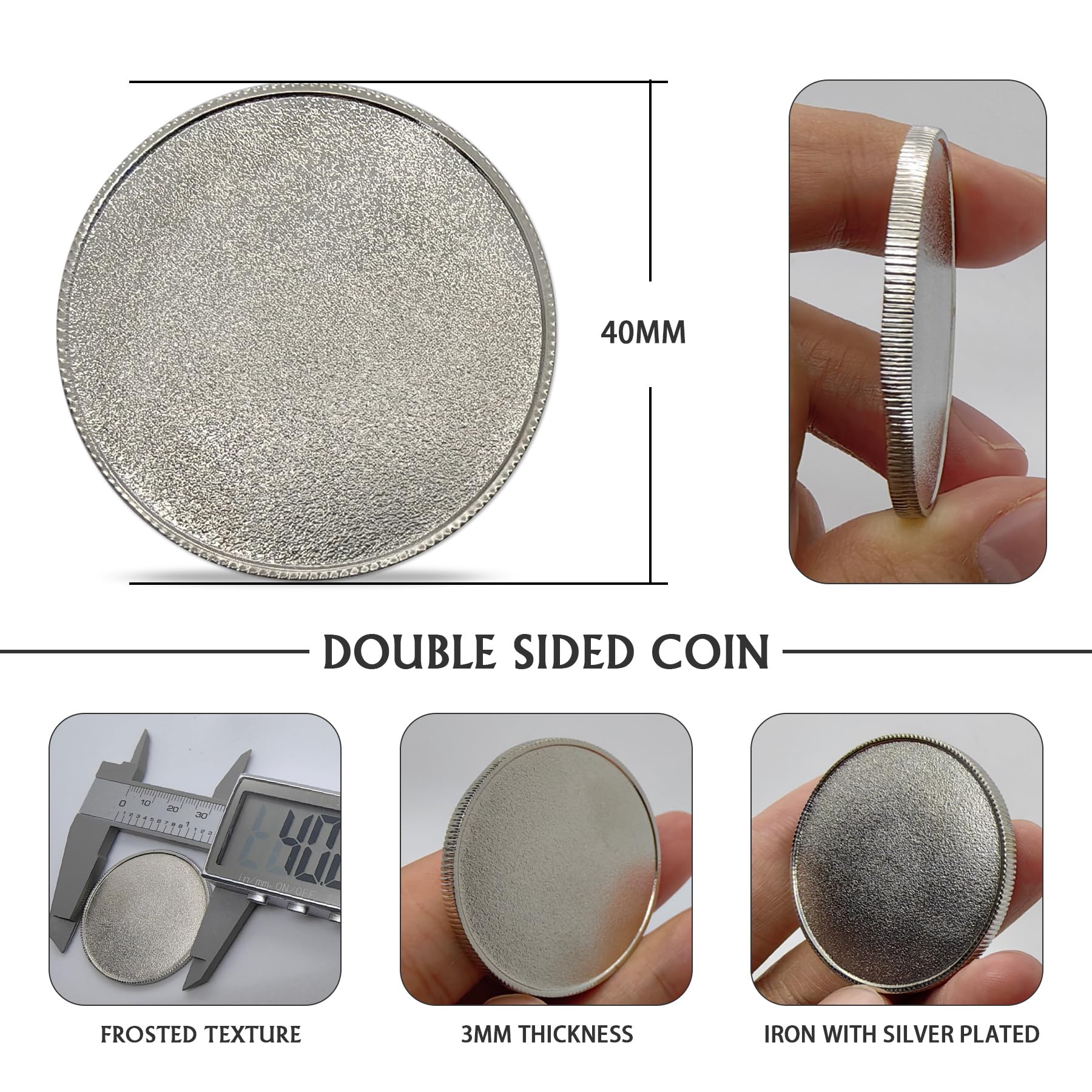 30 Blank Challenge Coins - 40mm Silver Plated for DIY Commemorative Collection, Laser Engraving Coin Blanks for Jewelry Making 4