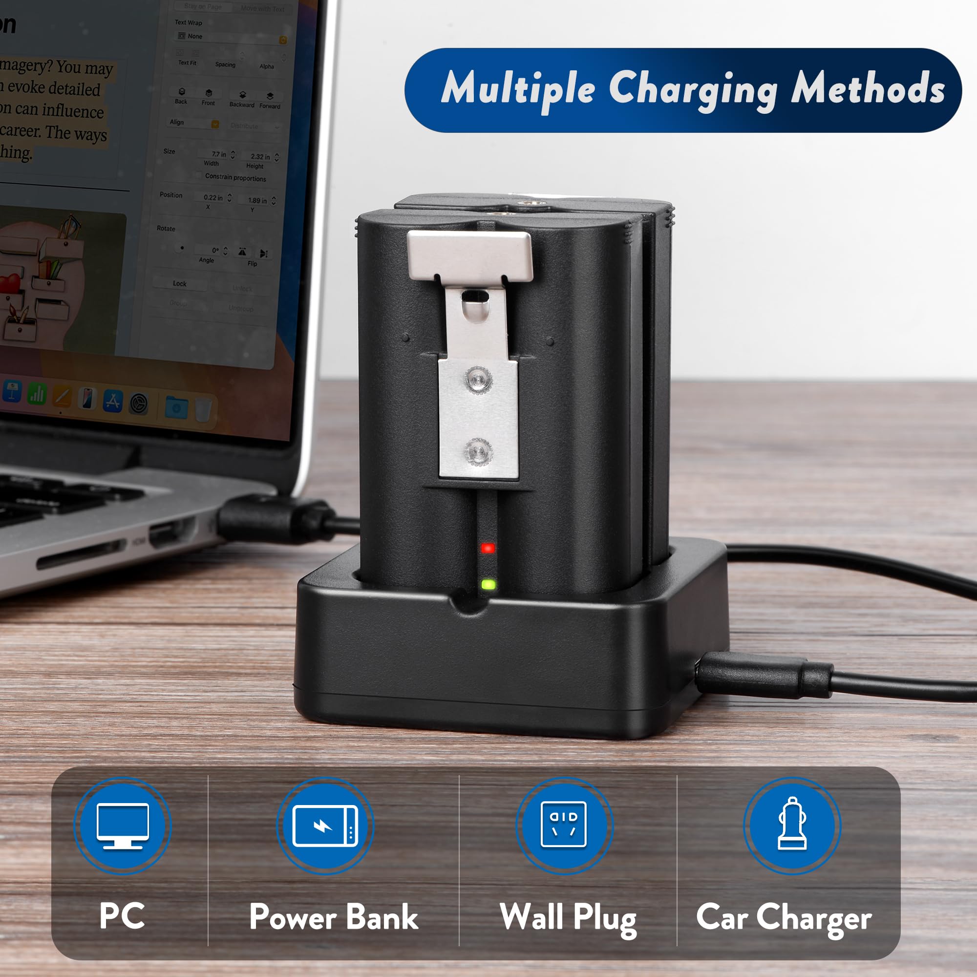 2PCS Replacement Ring Battery Pack V4 for Ring Doorbell - 6040mAh Rechargeable Camera Batteries with USB C Charger Station for Ring Video Doorbell 2/3/3 Plus/4, Spotlight & Stick Up Cam 3