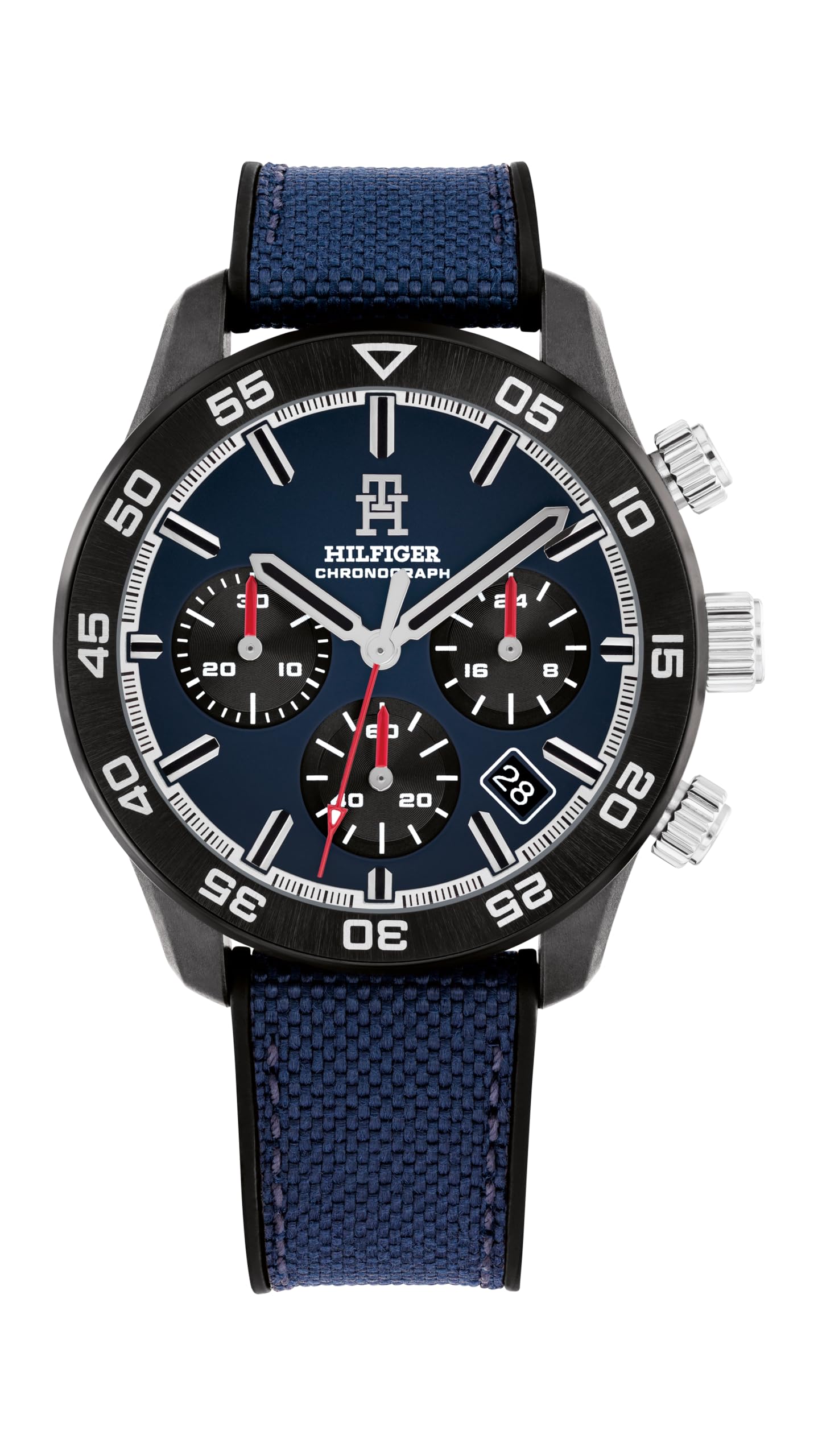 Tommy Hilfiger Men's Chronograph Watch - Cordura Strap with Silicone Backing - 5 ATM Water Resistance - Bold, Stylish Timepiece - Gift for Him - 42mm 1