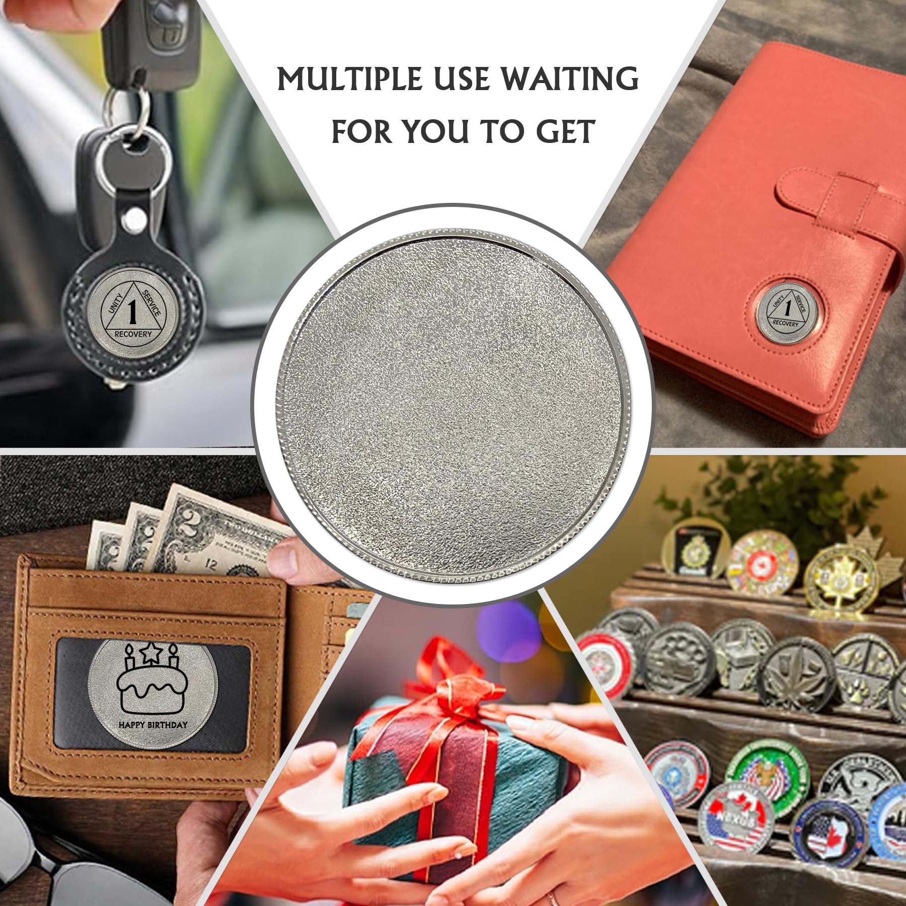 30 Blank Challenge Coins - 40mm Silver Plated for DIY Commemorative Collection, Laser Engraving Coin Blanks for Jewelry Making 6