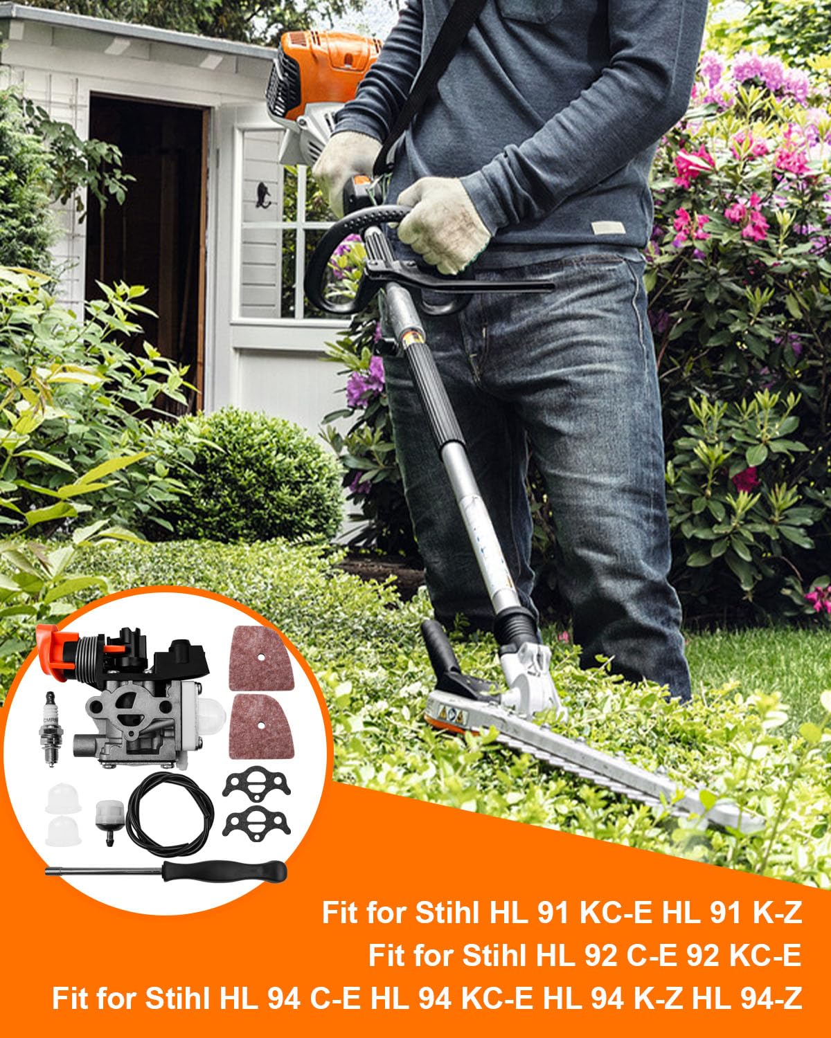 Carburetor Fit for Stihl HL94 FS94 HL 94 FS 94 HL91 HL92 KM94 SP92 Brushcutter String Trimmer, Replace 4149 120 0602 4149-120-0602, Lawn Mower Carb Tune Up Kit 6
