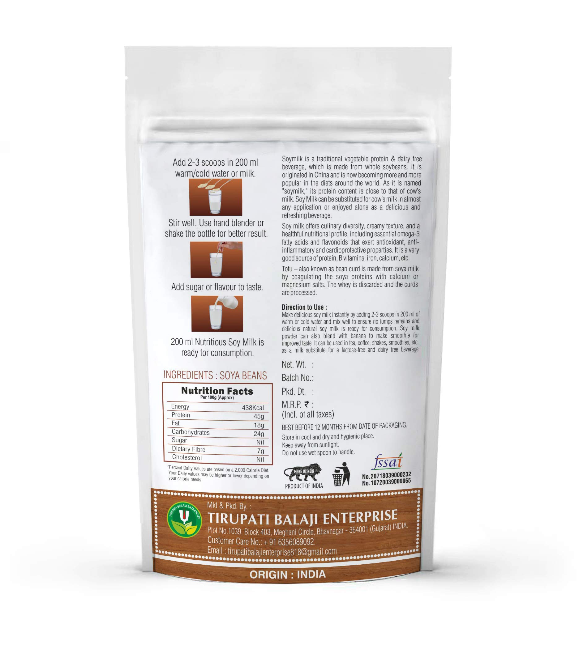 NATURE'S Precious Gift - Soy Milk Powder - Powdered Milk - [Vegan | Non-GMO | 49% Protein] - 1 KG 3