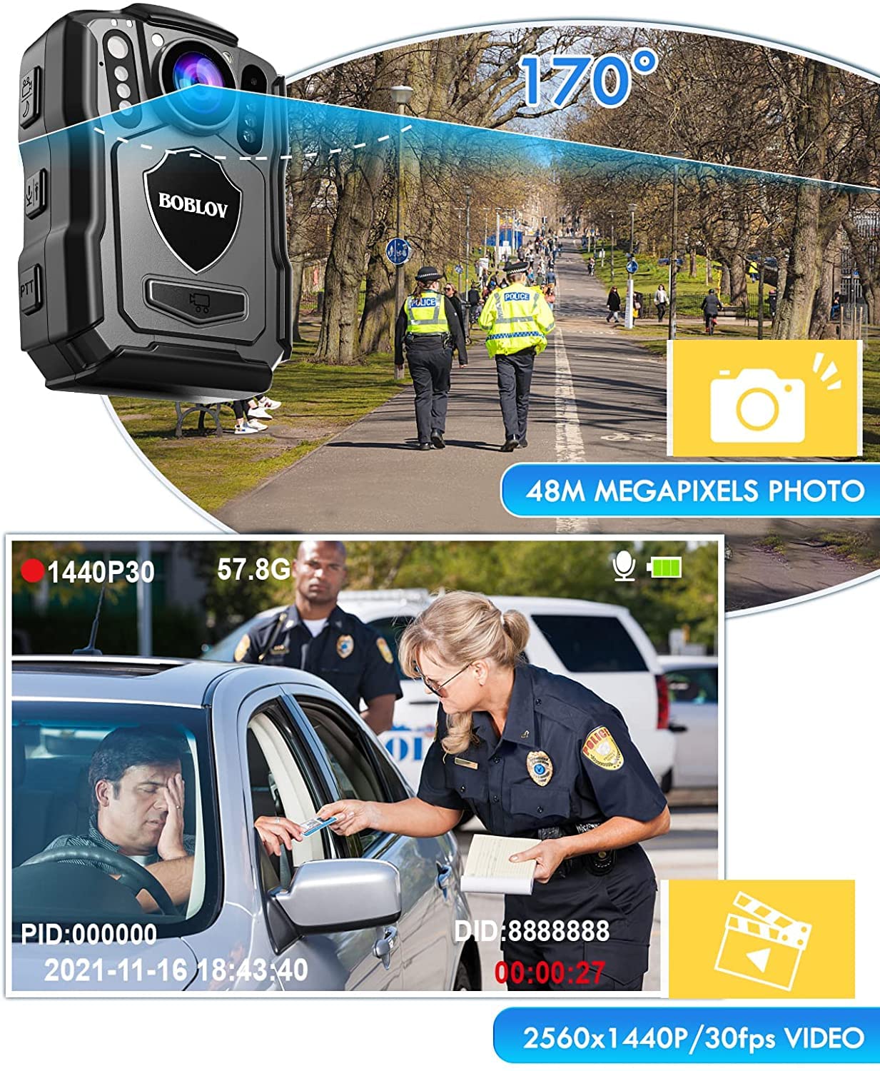 BOBLOV Bundle Deal, M5 256GB GPS 2K Police Body Camera and W1 64GB Body Camera… 3
