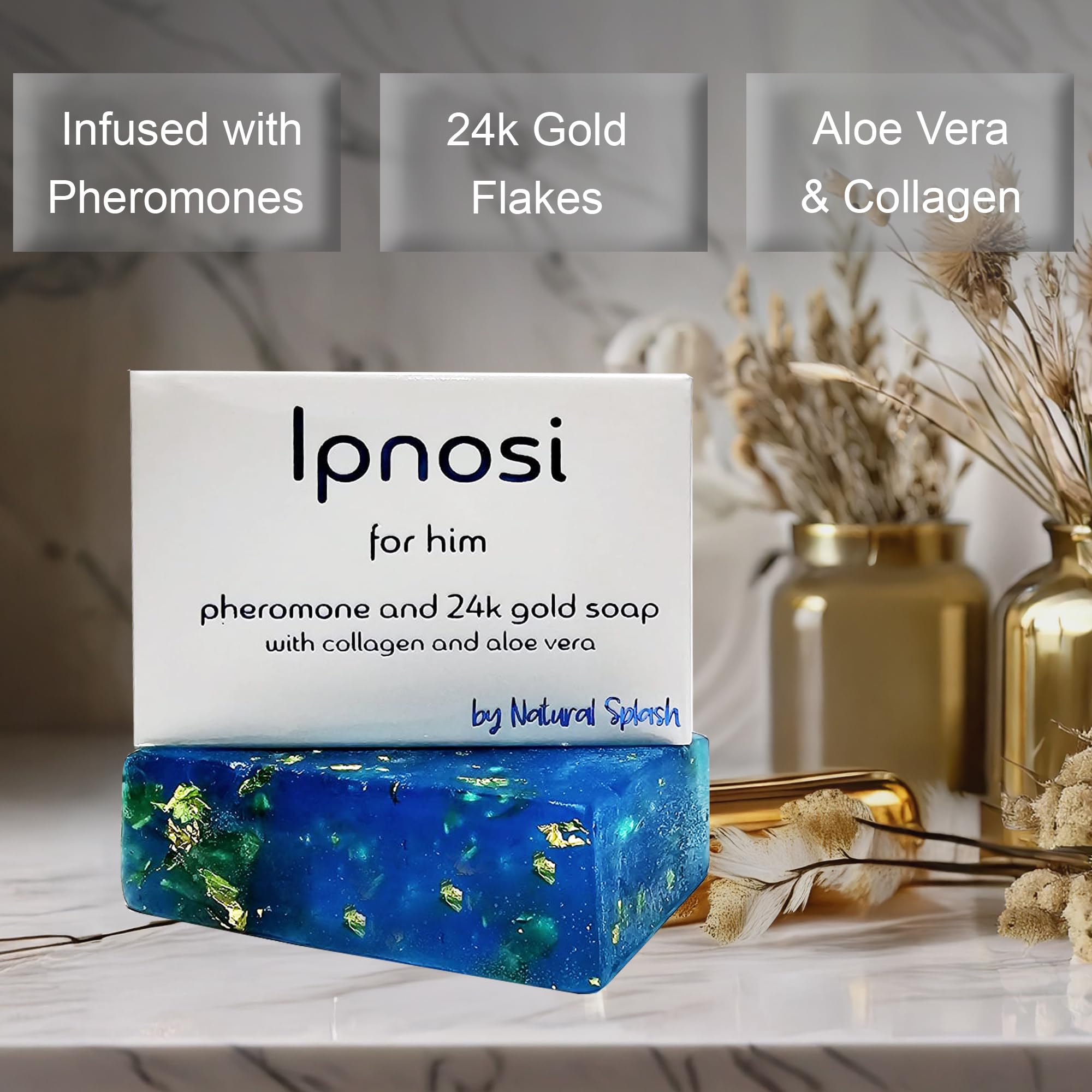 Ipnosi - Pheromone Infused Soap Bar For Him – 24K Gold Flakes – Collagen and Aloe Vera – Natural Fragrance - By Natural Splash - (Ipnosi Men). 3