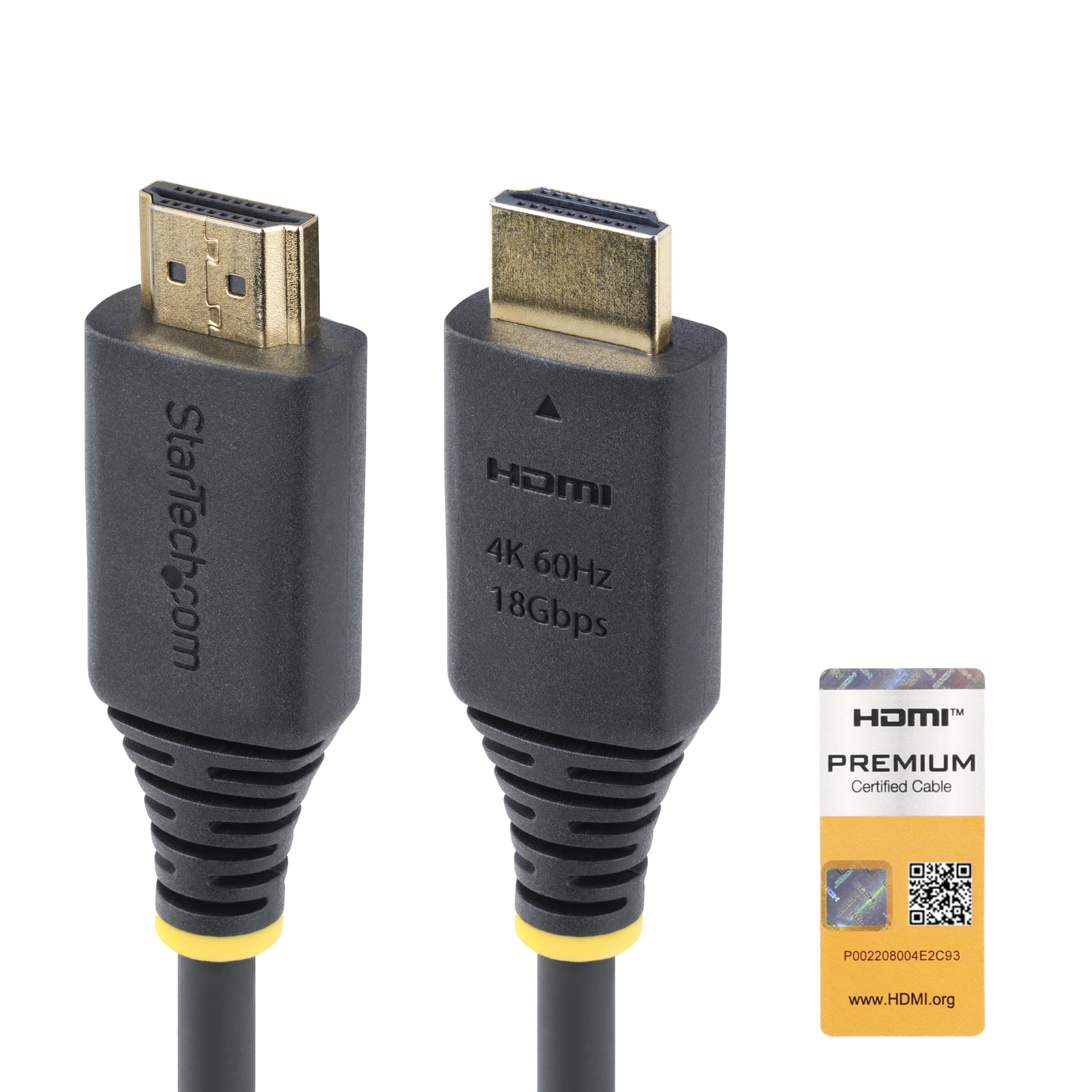 StarTech.com 8ft (2.4m) Premium Certified High Speed HDMI Cable, 4K 60Hz/1440p 144Hz, 18Gbps, UHD HDMI 2.0 Cord, TPE Jacket 1