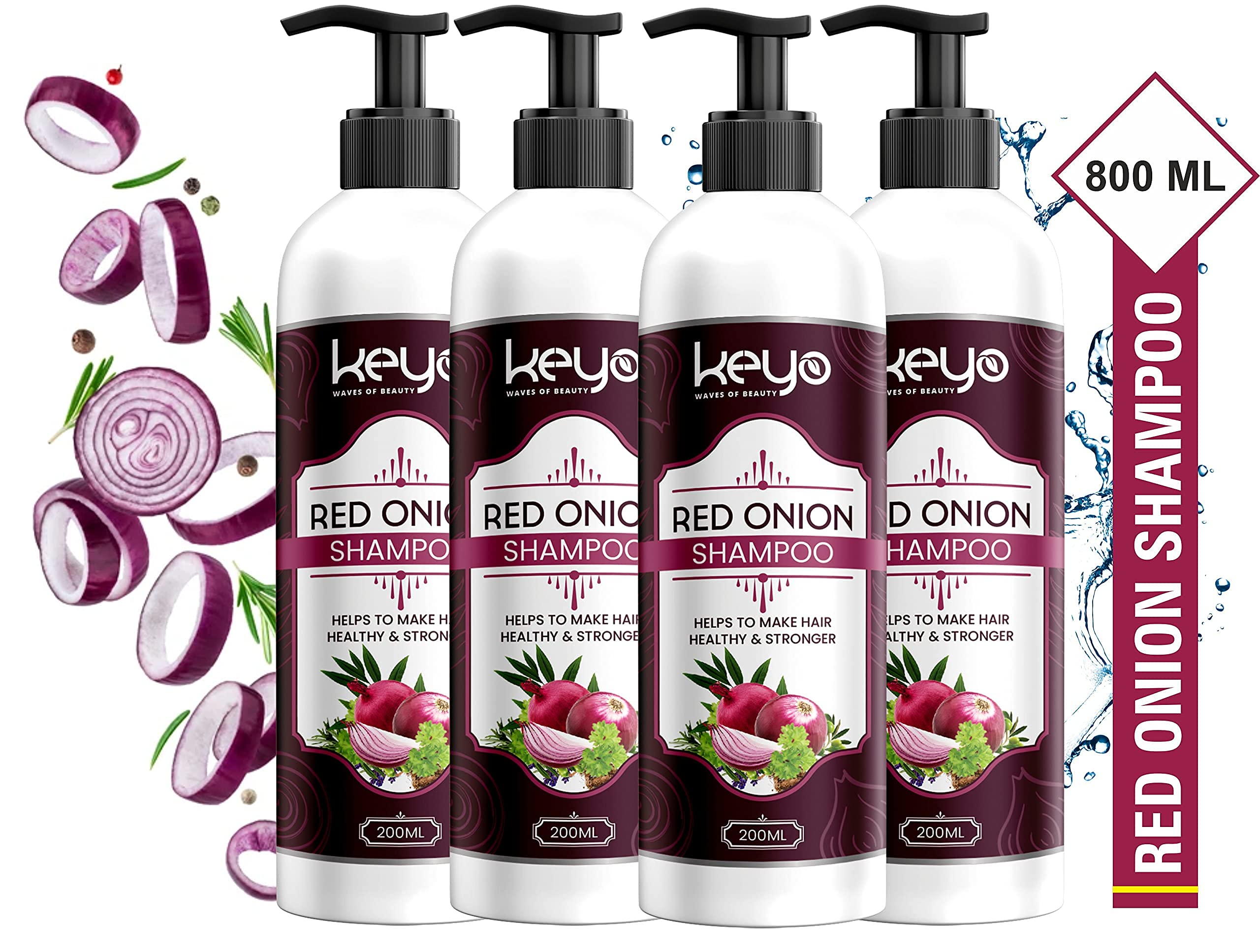 Keyo Advance Red Onion Hair Shampoo for Hair Growth & Hair Fall Control (800 ML) 3