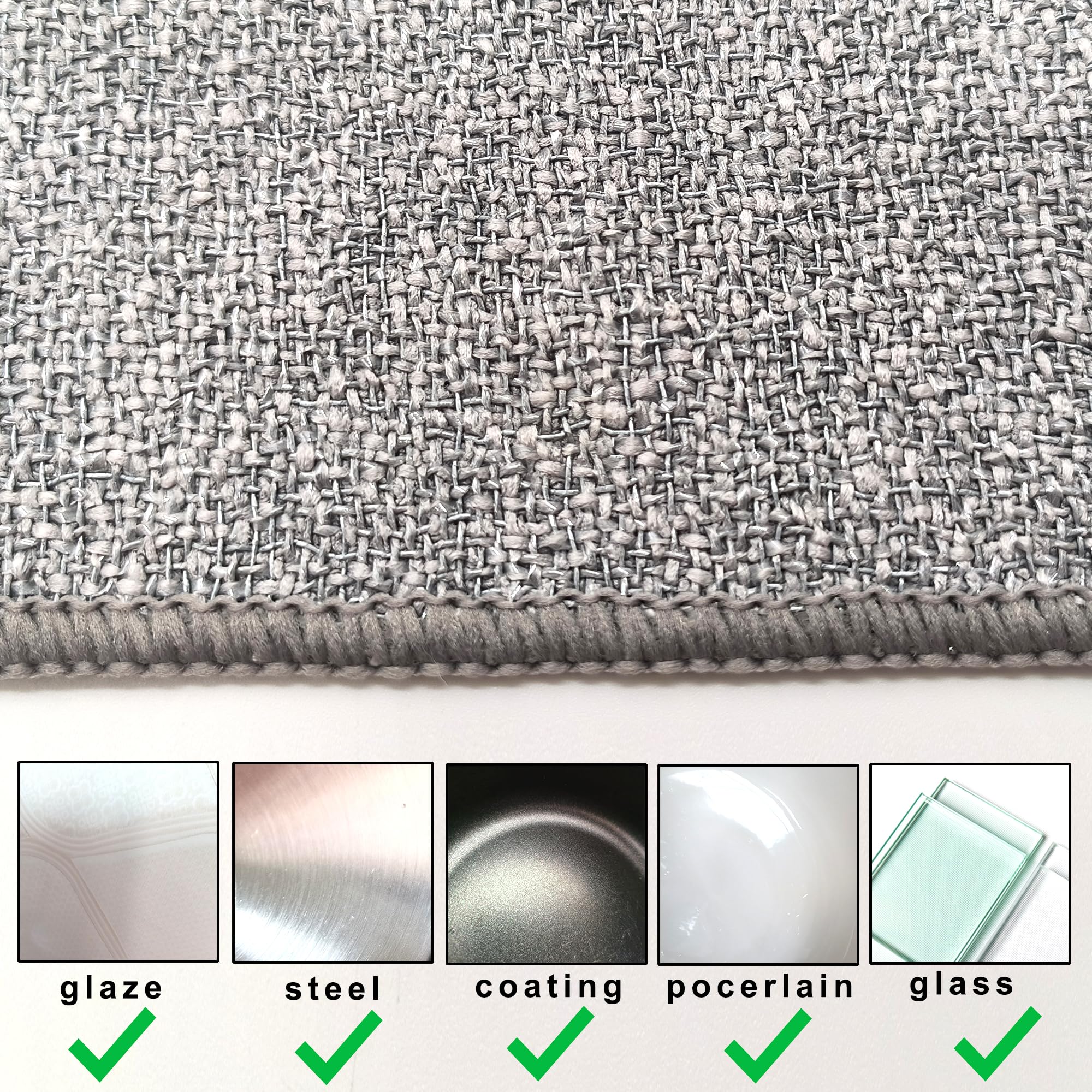 CAMSTIC Kitchen Non Scratch Dish Cloths with Scrubber and Wipe Side, 3 PCS 3