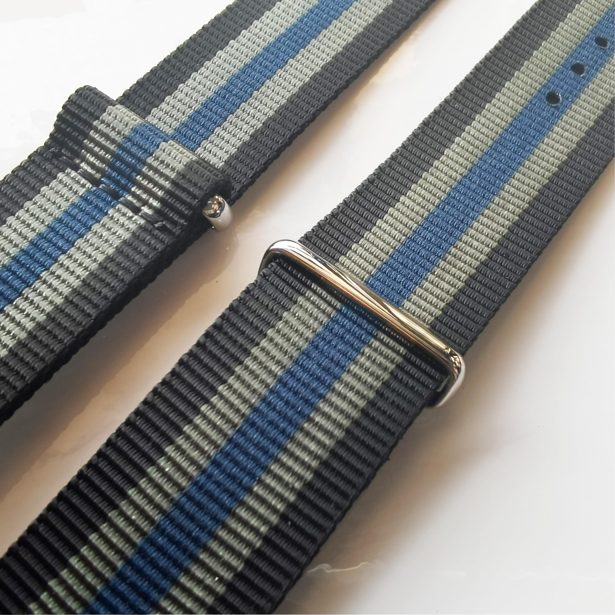 Generic 22 mm Nylon Wrist Watch Bands Nylon Watch Straps Nylon Watch Belt 22mm Nylon Watch Strap 22 Millimeter Watch Band Convas, Black/Gray/Navy 4
