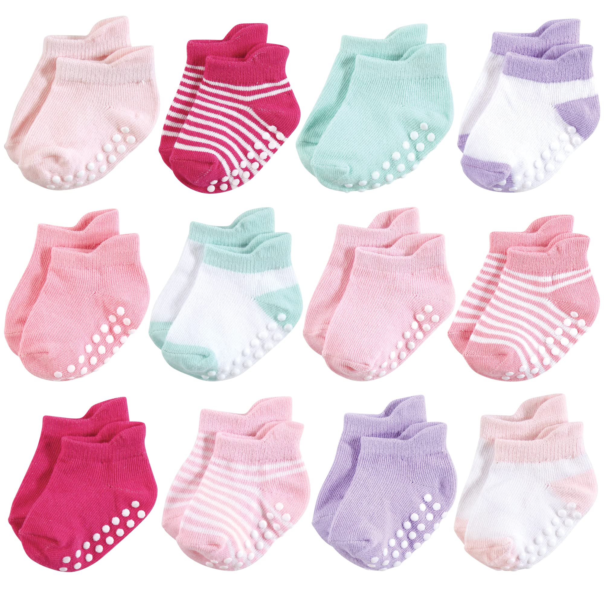 Hudson Baby Unisex Baby Non-Skid No-Show Socks, Pink Lilac, 0-6 Months 1