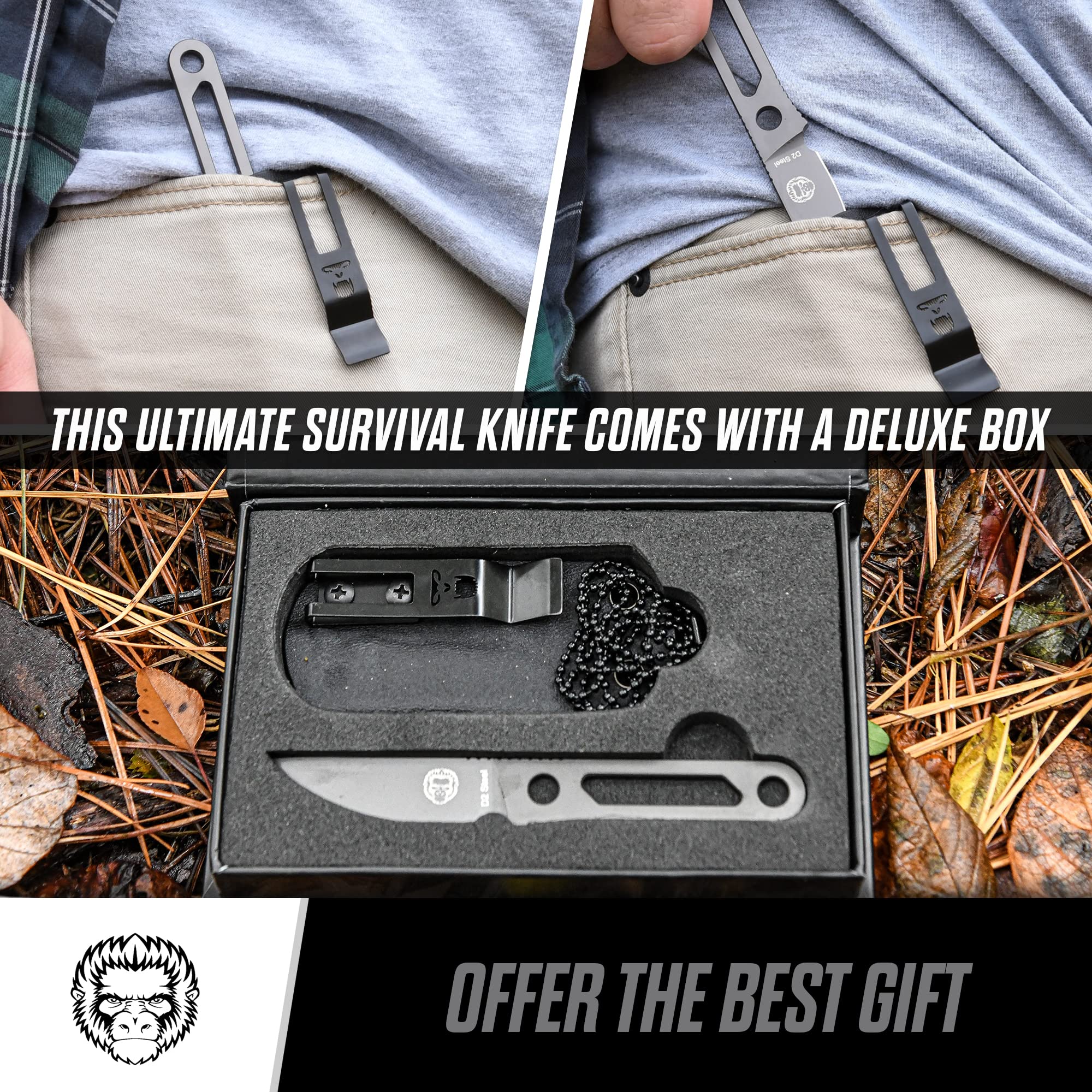 Holtzman's Gorilla Survival Scalpel Fixed Blade Utility Knife with D2 Sheath and Belt Clip (Grey) - Ideal for EDC and Outdoor Activities 6