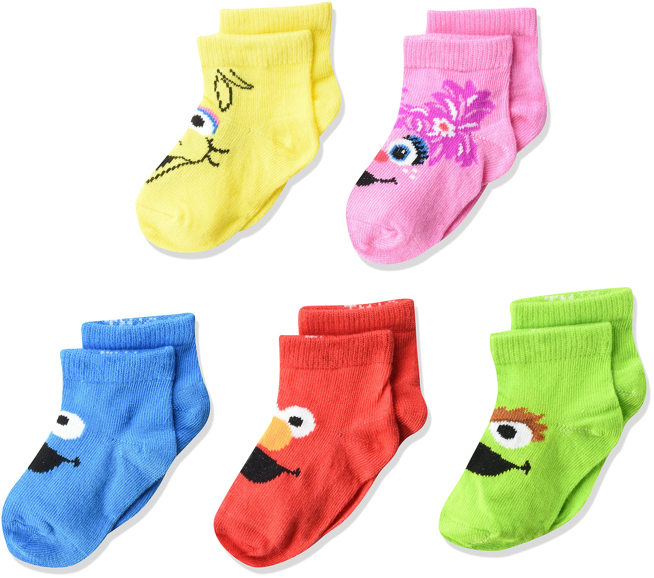 Sesame Street Baby 5 Pack Shorty Socks, Assorted Bright, 12-24 Months 1