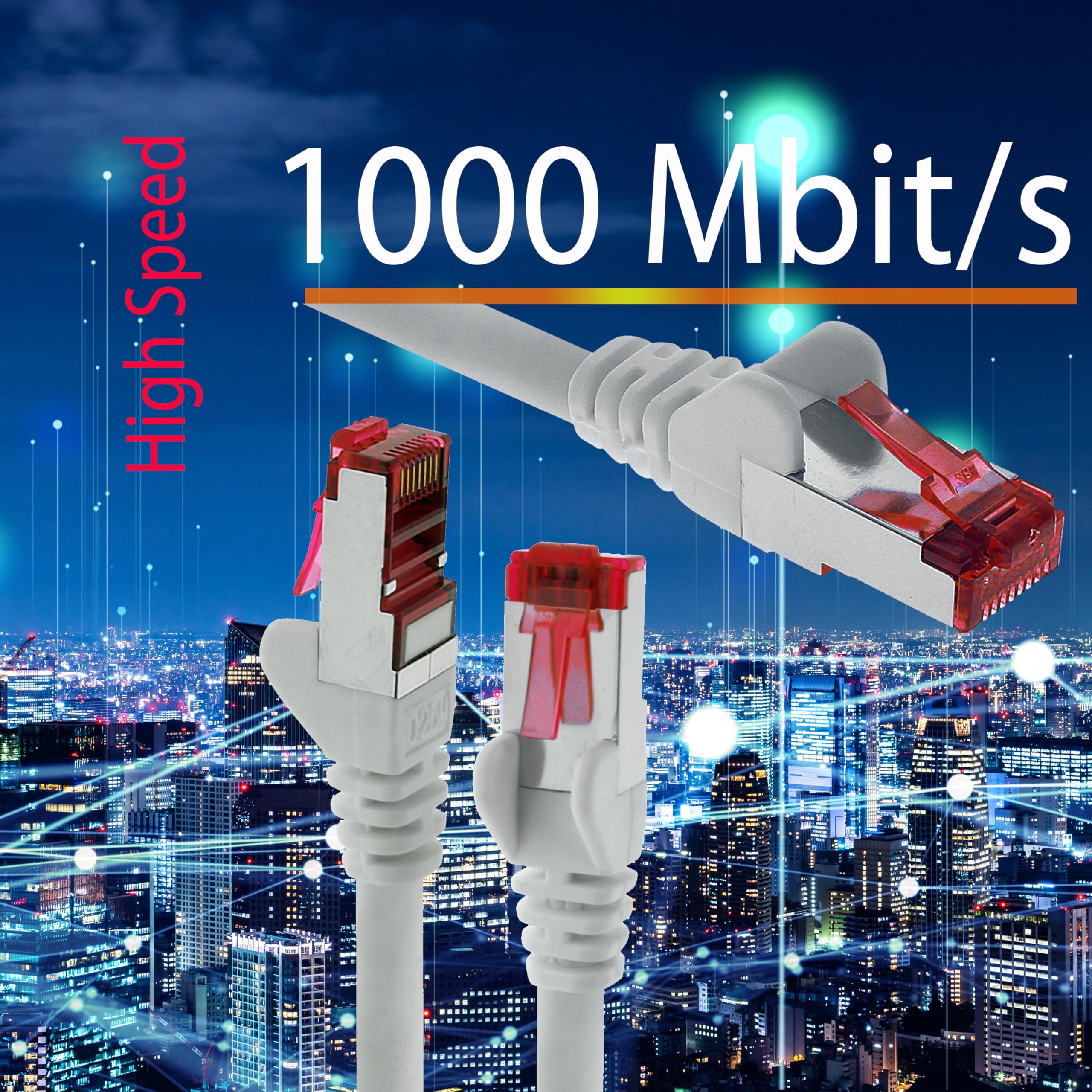 1aTTack.de 10x 0.82 FT - CAT.6 SFTP Ethernet Cable LAN Patch Cat 6 Internet Rj45 Plug 1Gbit/s (0.25 Meter) Red 5