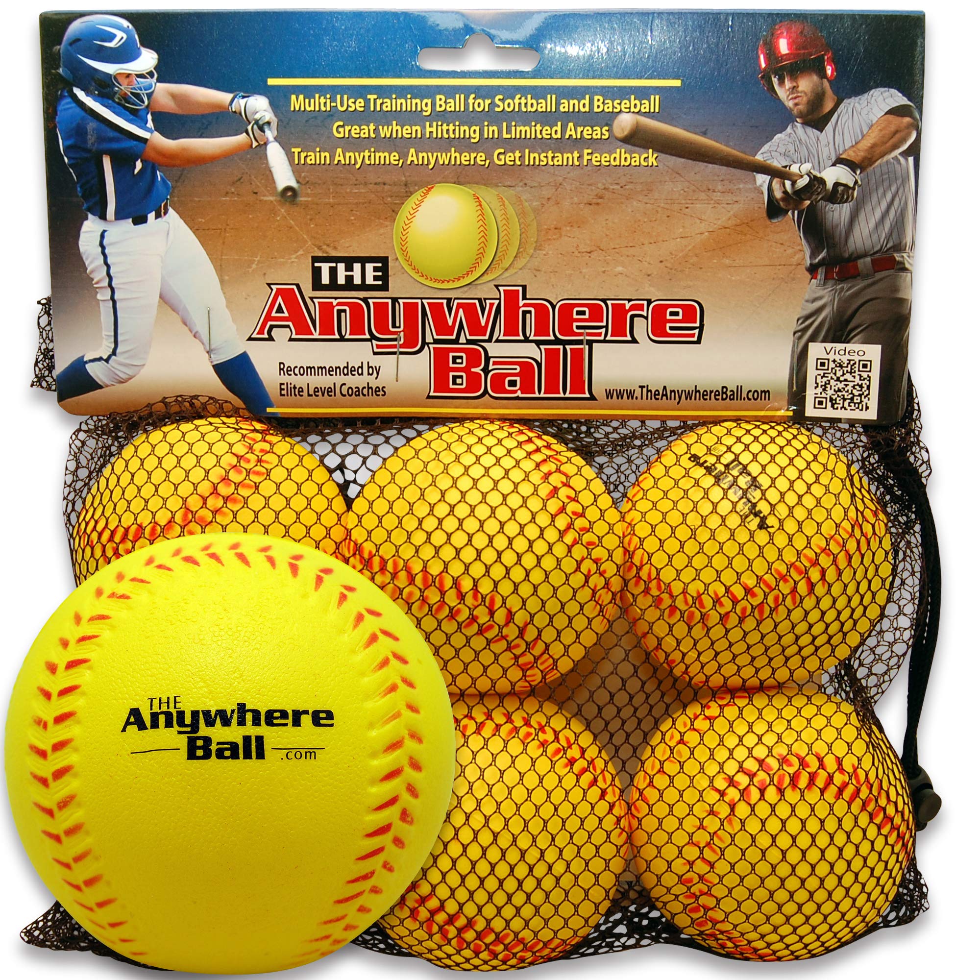 The Anywhere Ball Baseball & Softball Foam Training Ball (6 Pack Bundle)