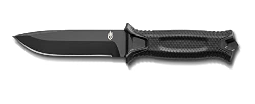 Gerber Gear StrongArm - Fixed-Blade Camping & Hunting Knife with Striking Pommel & Sheath - Premium Survival Gear - Black, Plain Edge