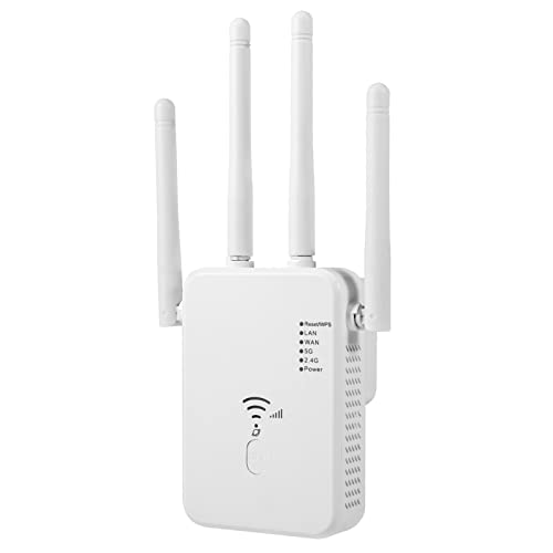 WiFi Extender WiFi Booster/WiFi Range Extender 1200Mbps Dual Band 5.8G 2.4G Internet Booster WiFi 180°Rotatable Antennas WiFi Signal Booster Extender WiFi Repeater Covers up to 8000sq.ft & 35+Devices