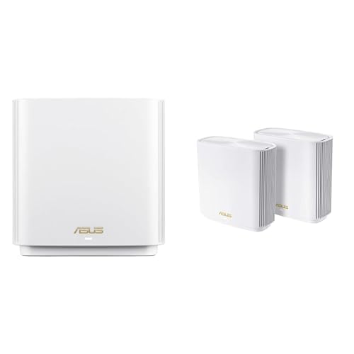 Bundle of ASUS ZenWiFi XT9 AX7800 Tri-Band WiFi6 Mesh WiFi System (1Pack), 802.11ax, up to 8550 sq ft (1pk + 2pk), AiMesh, Lifetime Free Internet Security, Parental Controls, 2.5G WAN Port