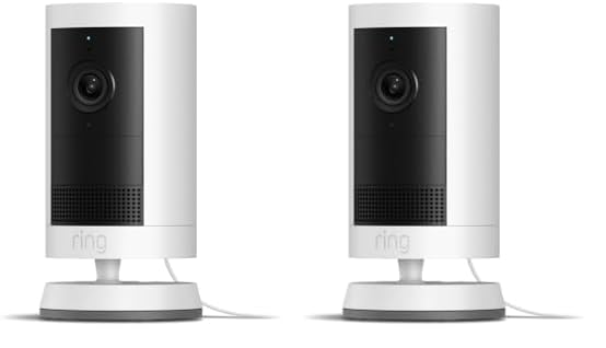 Introducing Ring Outdoor Cam Plus, Plug-In — 2K Video with Ring Vision, Low-Light Sight for full-color night vision, 24/7 Recording (subscription required), White (Pack of 2)