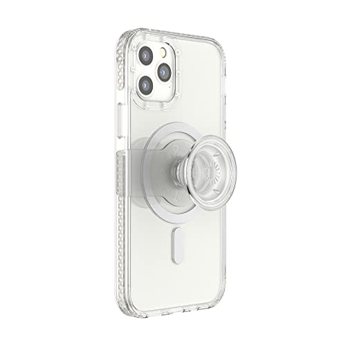 PopSockets iPhone 12 Case with Phone Grip and Slide Compatible with MagSafe, Phone Case for iPhone 12 / 12 Pro, Wireless Charging Compatible - Clear