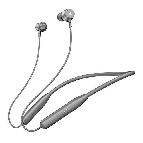 boAt 2025 Launch Rockerz 113, 40H Battery, Dual Pair, Fast Charge, ENx Tech, Stream Ad Free Music via App Support, Magnetic Buds, Bluetooth Neckband, Wireless with Mic in Ear Earphones (Ash Grey)