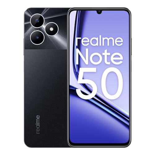 realme Note 50 Smartphone 4+128 GB, 7.99mm Slim and Light Body, 90 Hz Display Screen, 13MP AI Camera, 5000mAh Battery, Dual SIM Cards, Black (Without Adapter)