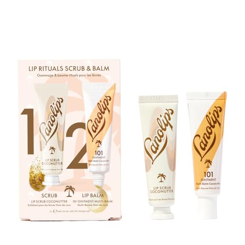 Lanolips Coconutter Lip Scrub & Lip Balm - Lip Rituals Lip Care Kit Infused with Pure Lanolin & Coconut Oil - Gently Smoothes and Hydrates Dead Skin (2 Count)
