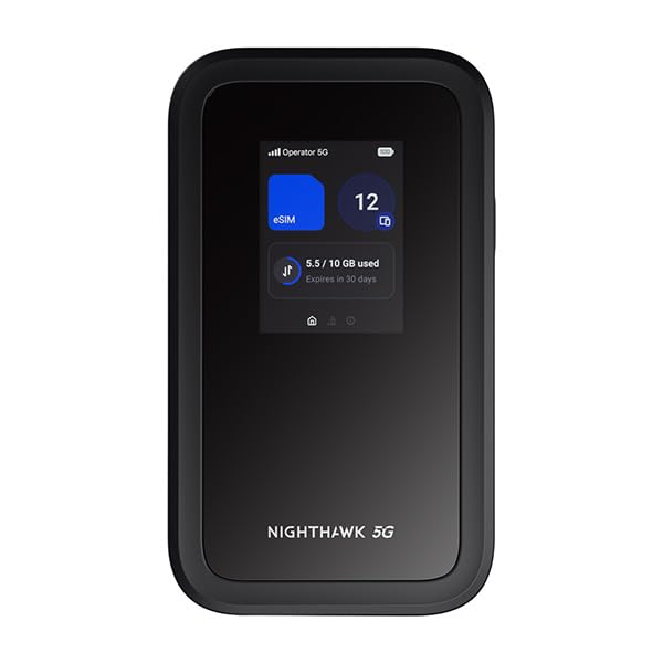 NETGEAR Nighthawk 5G Mobile Hotspot M7 with eSIM or SIM | Portable WiFi 7 Router for Travel in 140+ Countries | Supports 32 Devices | Unlocked 5G/4G LTE | 3.6Gbps Speed | AT&T, T-Mobile (MH7150)