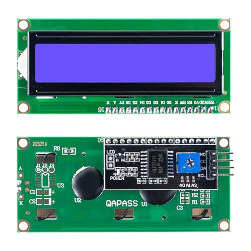 ROBODUINO LCD Display Module with I2C Module (Soldered), Blue Backlight, 16x2 Character
