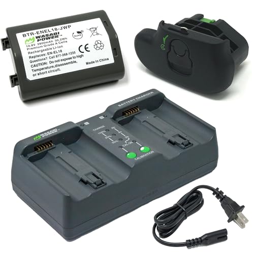 Wasabi Power Bundle for Nikon EN-EL18, EN-EL18a, EN-EL18b, EN-EL18c, MH-33 MH-26, BL-5 (Battery + Charger + Cover) and Nikon D4, D4S, D5, D6, D850