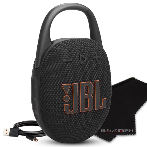 JBL Clip 5 Portable Bluetooth Speaker, IP67 Waterproof & Dustproof, Long-Lasting Battery - Black - Boomph's Comprehensive Ultimate Performance Cloth Solution for Your On-The-Go Sound Experience