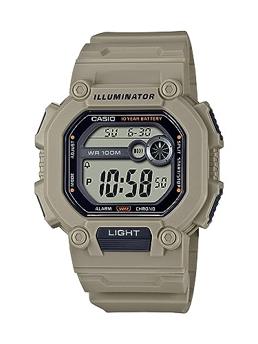 Casio W737HX Series | Men’s Digital Watch | Beige/XL Strap | 1/100 SEC Stopwatch | Countdown Timer | Super Illuminator LED Light | 100M WR | Daily Alarm | Auto Calendar | Dual Time | 10 Yr Battery