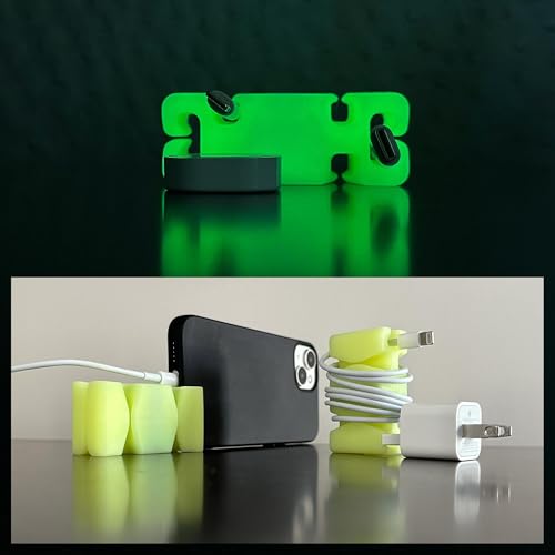 CordBrick GlowBrick, Weighted Cord Holder for Nightstand - Phone Charger Cable Management for Travel, Phone Accessory, Stocking Stuffers for Adults - Multipurpose Gift, Office, Silicone, Yellow