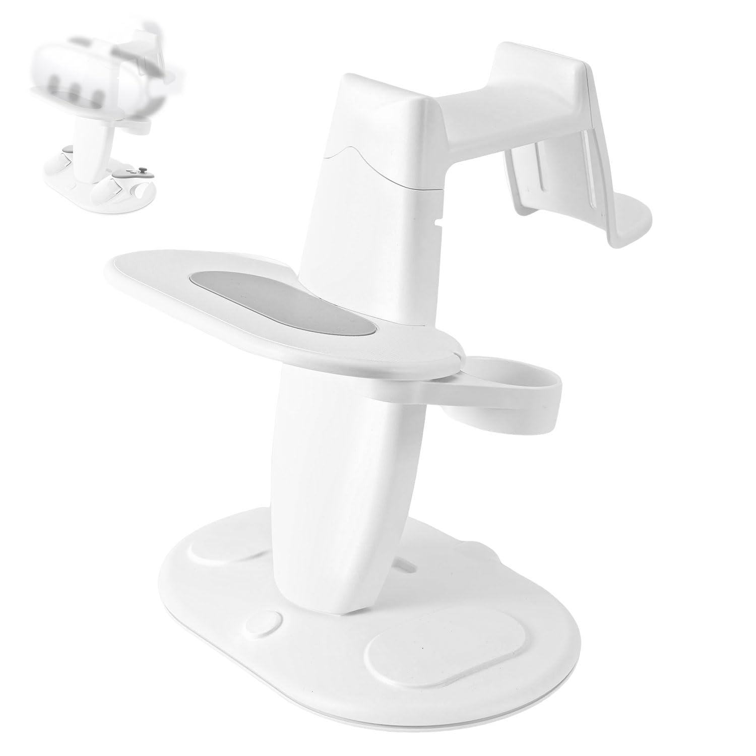 VR Stand Compatible with Meta Quest, VR Headset Holder Gaming Headsets Organizer Vertical Charging Dock VR Accessories Storage Rack for Meta Quest 3S Quest 3 Quest 2 (White)