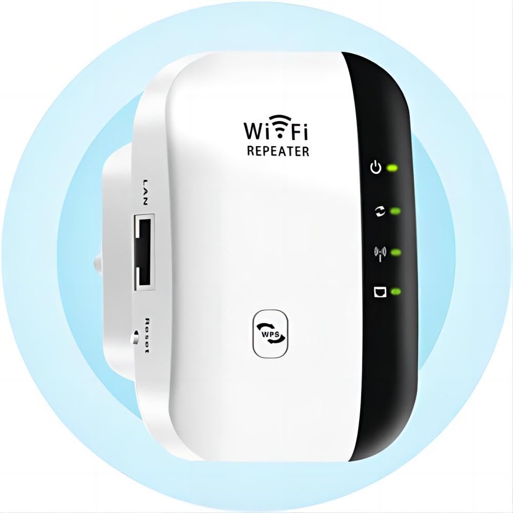 WiFi Extender, Home WiFi Signal Booster, WiFi Repeater with Ethernet Port, one-Click Access Point Setup, Gaming Speed and Network Without lag - Smooth White (Smooth White)