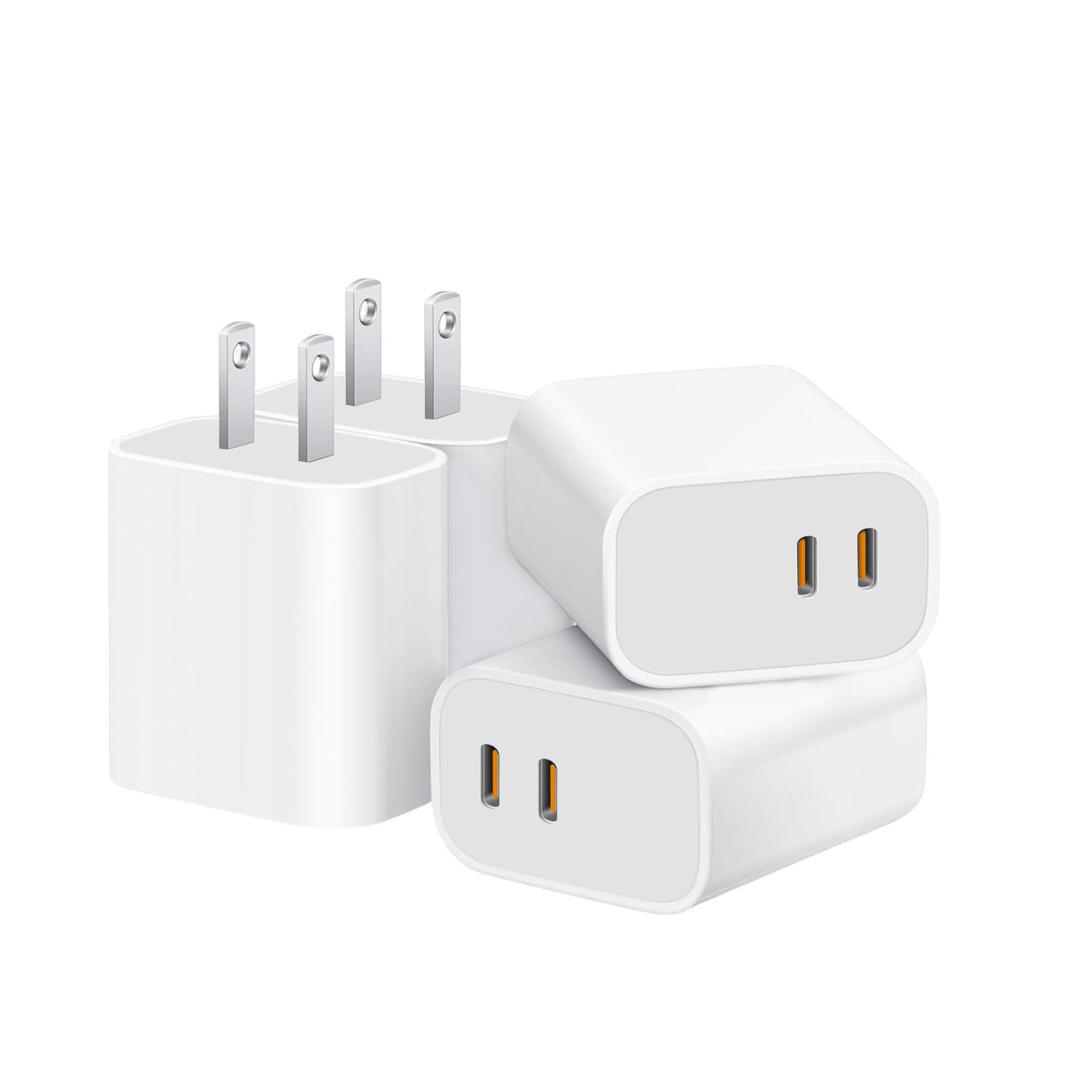 30W Dual USB-C Wall Charger 4-Pack, Compact Portable Charger for USB-C Devices and Compatible with iPhone 17/16/15