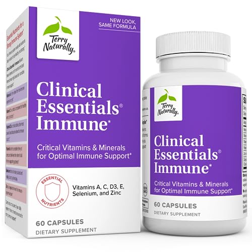Terry Naturally Clinical Essentials Immune - Immune System Support Supplement with Vitamins A, C, D3 & E - Supplement for Immune Health - Vitamin Supplement with Antioxidants - 60 Capsules