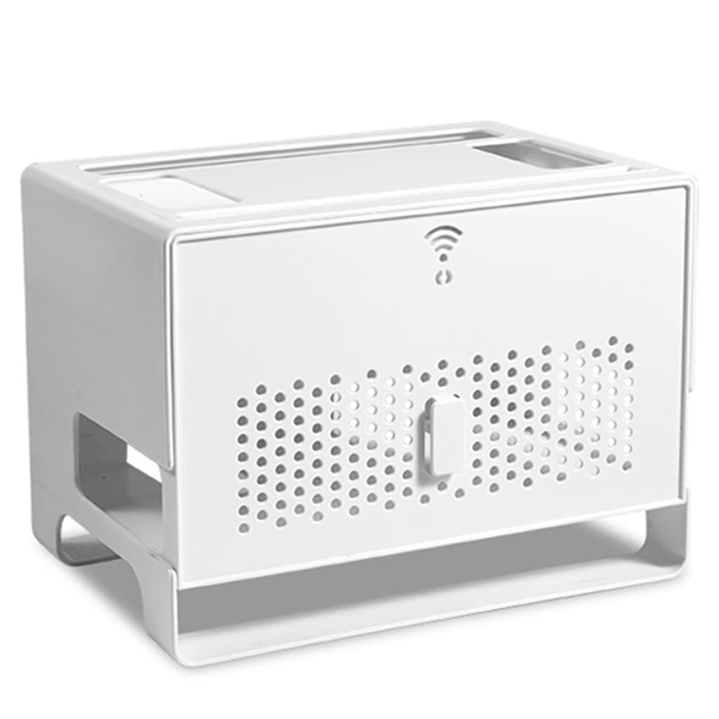 Router Storage Box Double-Layer WiFi Wireless Router Rack Home Office WiFi Router Adjustable Cable Box Multifunctional Storage Box (Color : White, Size : 31.4 * 21 * 23cm)