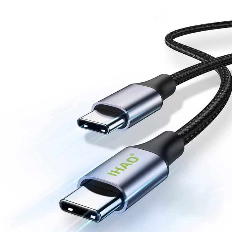 IHAO USB Type C to Type C Fast Charger Cable High Sync Speed USB C to USB C Nylon Braid Cable Support 20V 5A 60W Compatible with Samsung Galaxy Note 10, MacBook Air, iPad Pro 2018, Nintendo Switch