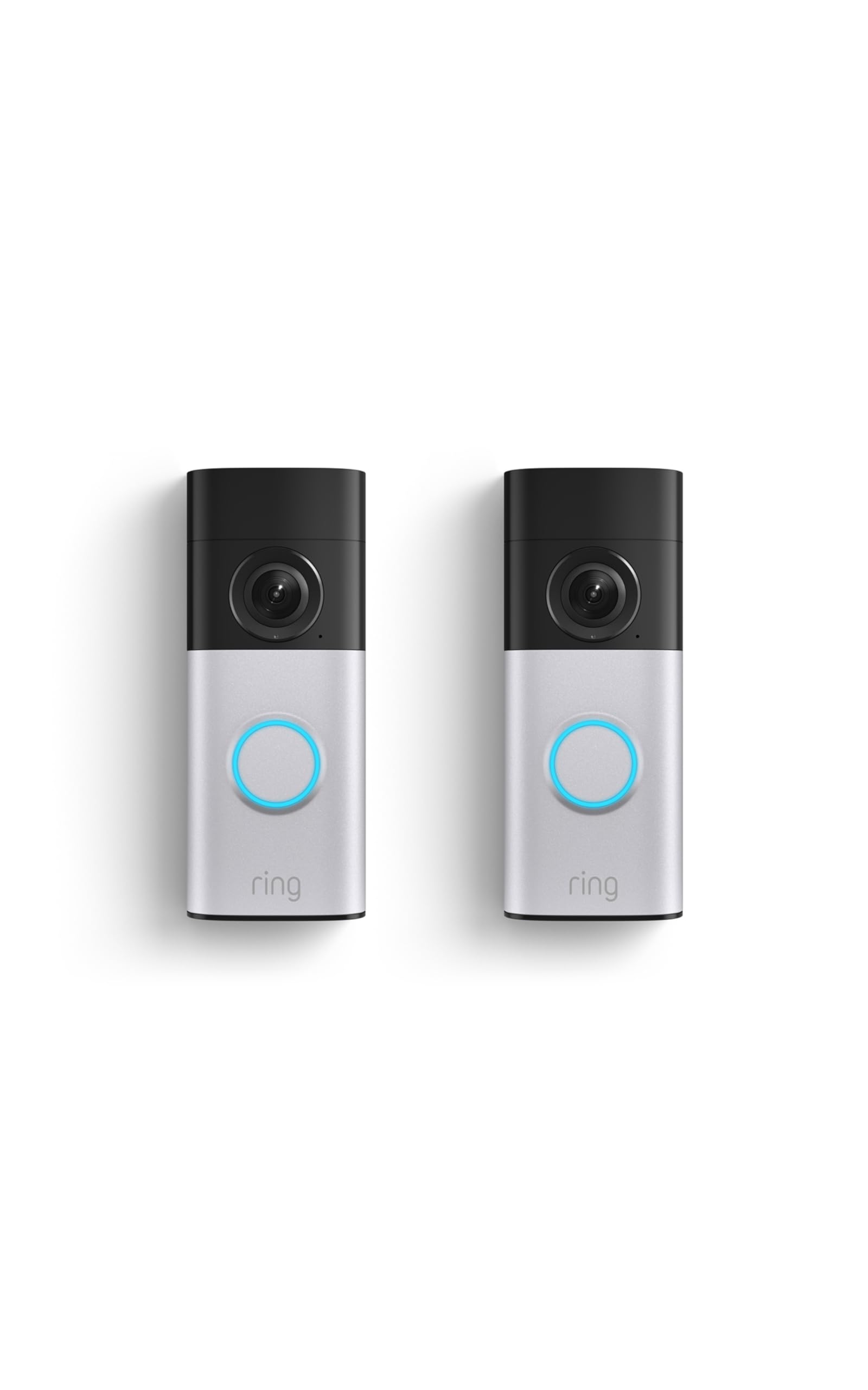 Ring Wired Doorbell Plus (Newest Model) — Retinal 2K with wide-angle video, 4x Enhanced Zoom, and Low-Light Sight 2-pack, Nickel Silver