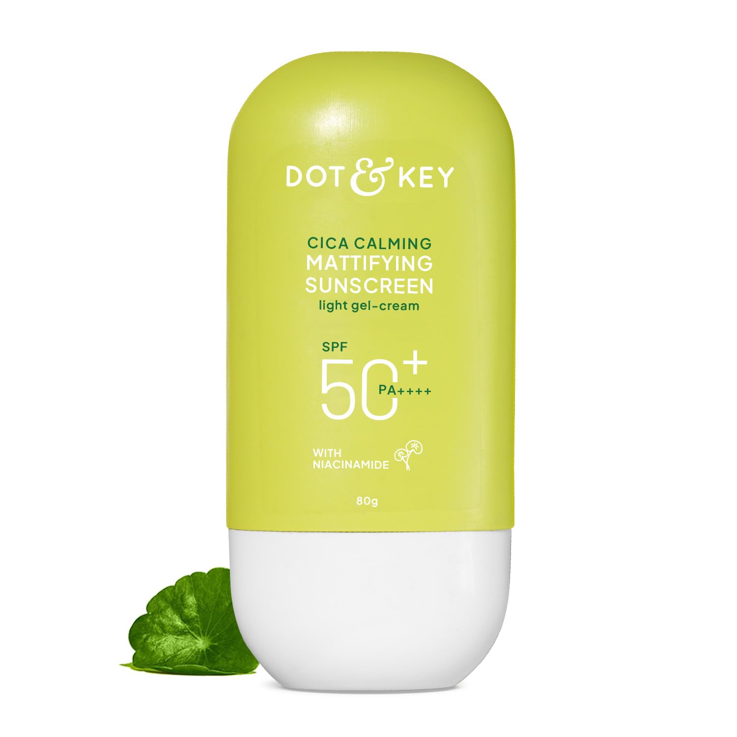 Dot & Key CICA Calming Mattifying Sunscreen SPF 50 PA++++ In-Vivo Tested | For Oily Acne Prone & Sensitive Skin | UVA/UVB Protection | No White Cast, Ultra Light, Fragrance Free & Quick Absorbing | 80g