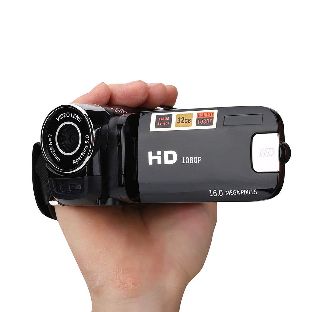 Digital Camcorder, Full HD 270° Rotation 1080P 16X High Definition Video DV Camera Professional Shooting Video Camera for Home Party Outdoor Picnic Camping(Black, U.S. regulations)