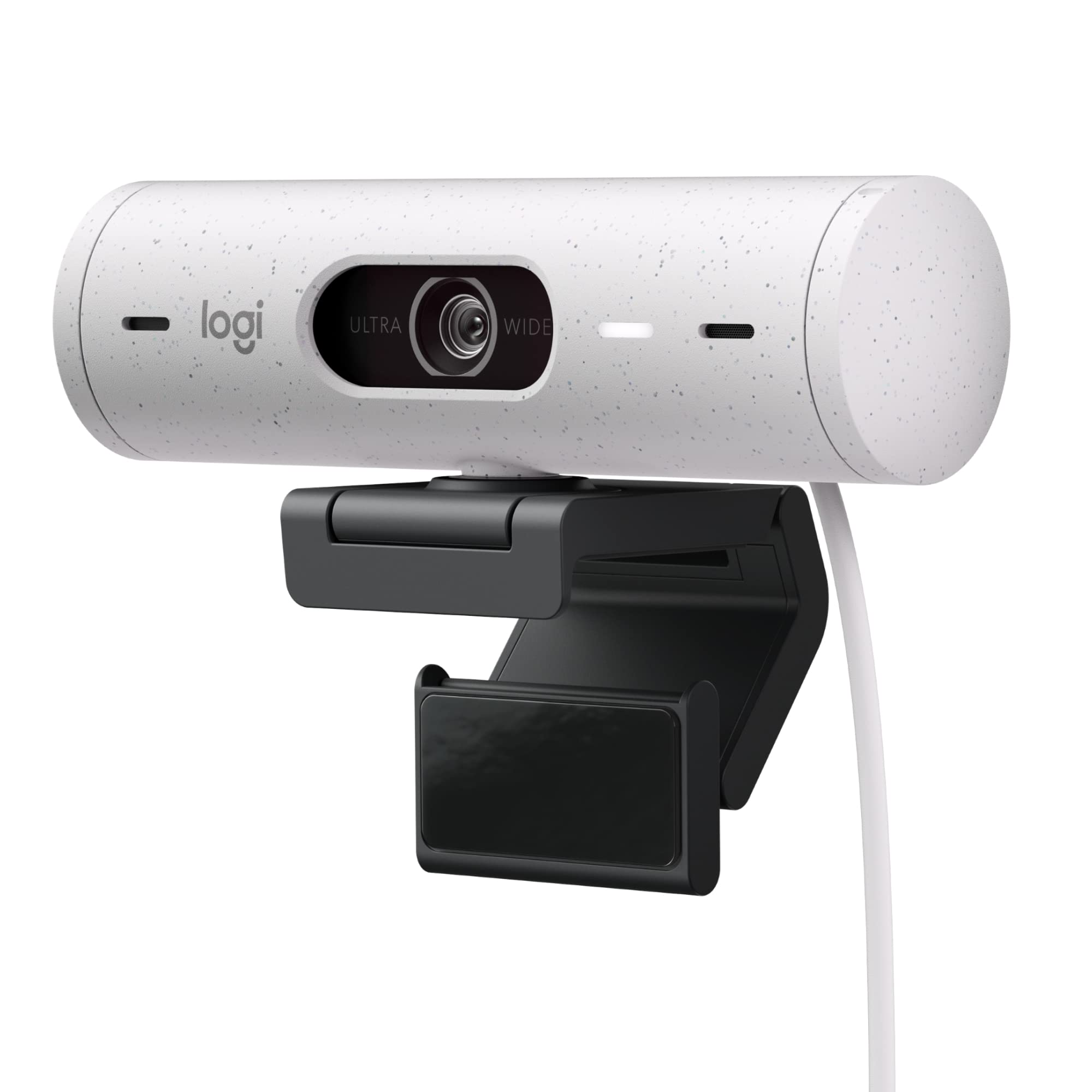 Logitech Brio 500 Full HD Webcam: Auto Light Correction, Auto-Framing, Viewing, Noise Reduction Mics, Privacy Webcam, for Microsoft Teams, Google Meet, Zoom - White