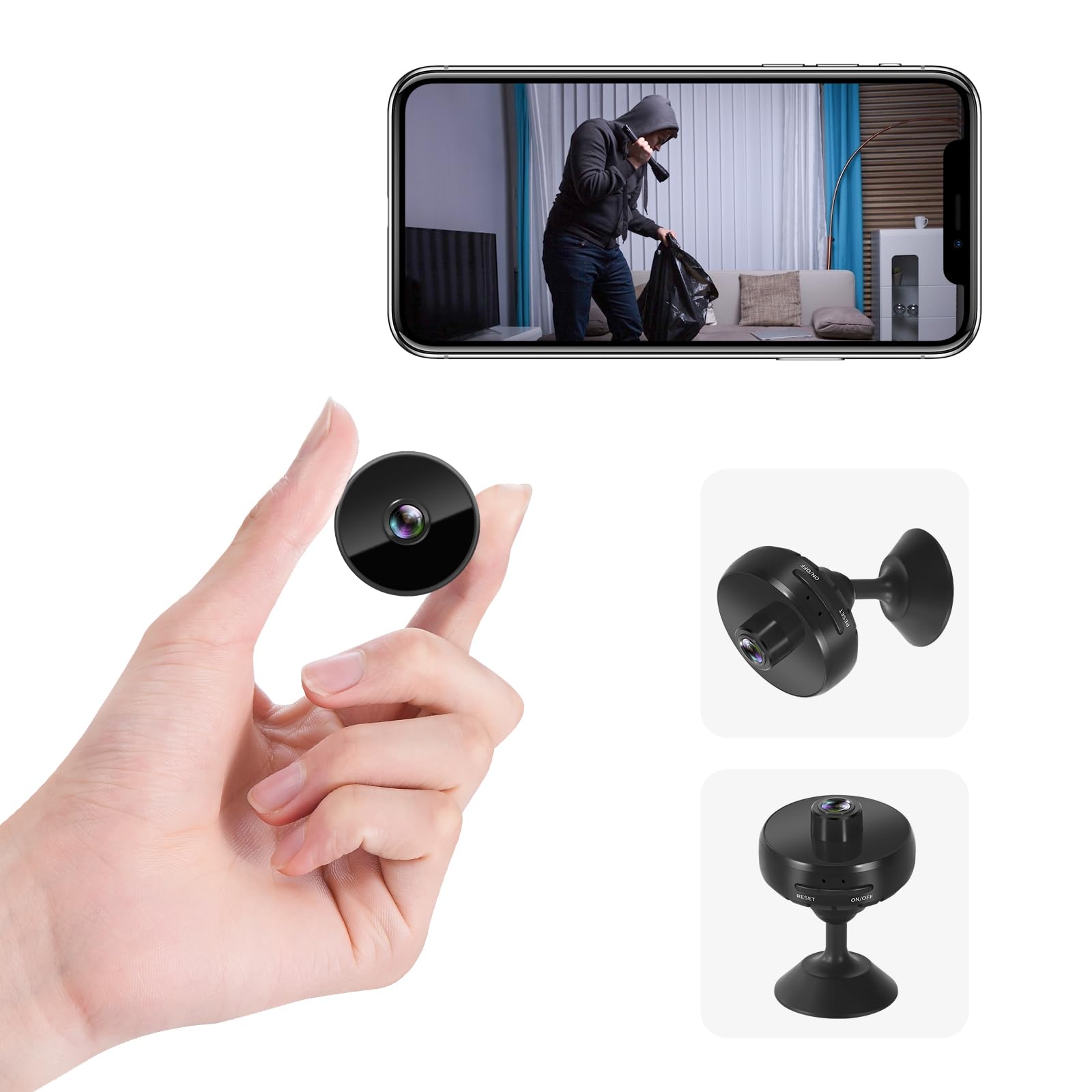 Breaspec Spy Camera, Mini Camera 1080P HD, Nanny Cam Hidden Camera Security Camera, Super Night Vision, Seamless Footage Playback, Compatible with iOS & Android