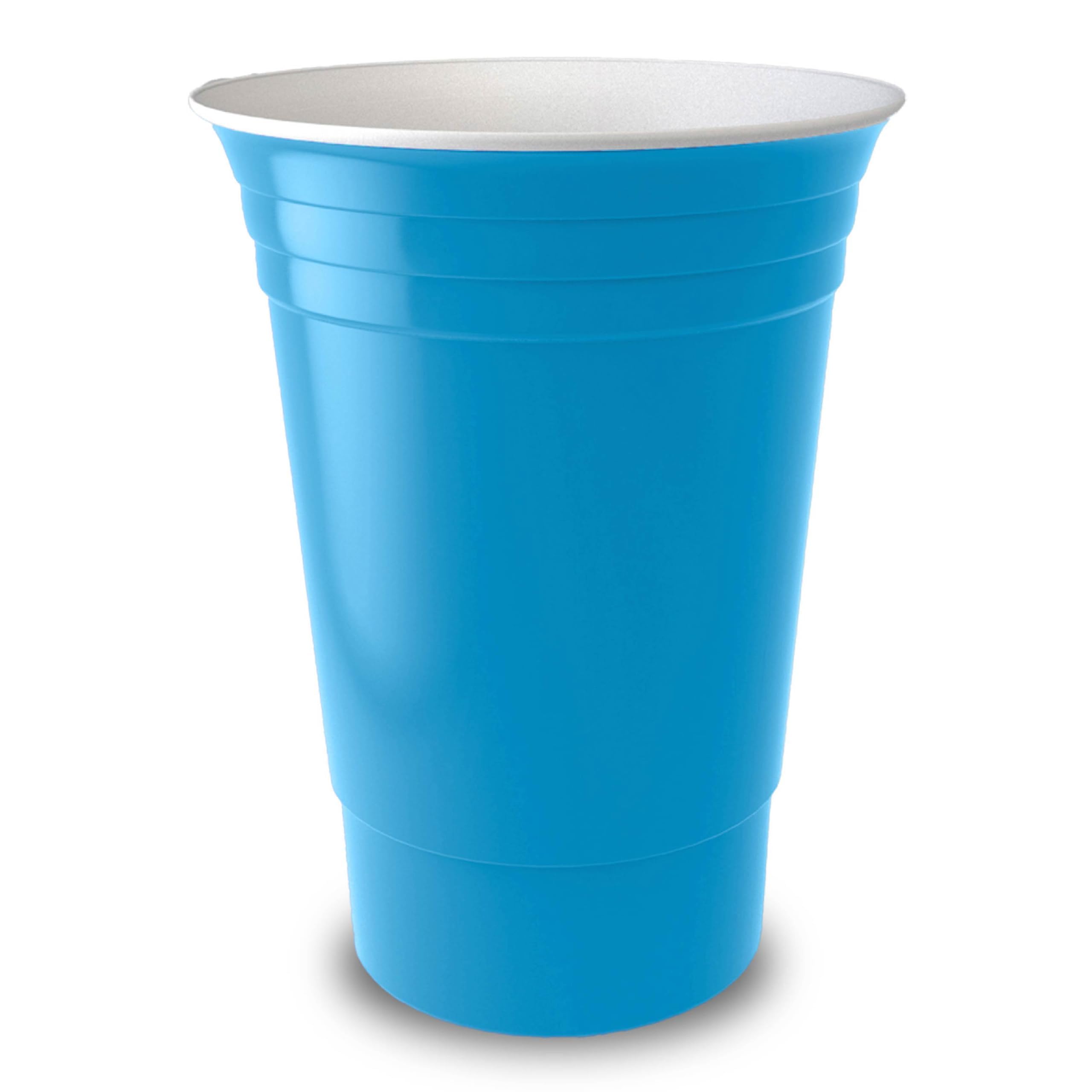 Sili Wraps Party Cups, 16 oz Plastic Cups Reusable, Durable & Unbreakable Double Wall Insulated Pint Cup For Hot & Cold Drinks, Dishwasher Safe, Made in the USA, Set of 5 Cups, Nautical Blue