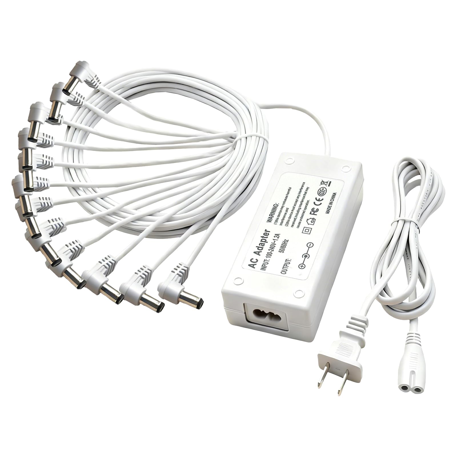 4.5V Power Adapter for Lemax Lighted Accessory 94566 94563 94564 94565 74295 74269 74707 84428 44242 Christmas Halloween Village Lights Micro Lighting Building Decor(12 Output White)