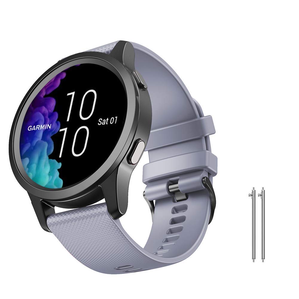 NotoCity for Garmin Venu/Venu 2 Plus/Venu Sq/Venu Sq 2/ Vivoactive 3/Vivoactive 5, 20mm Soft Silicone Replacement Strap for Forerunner 245/Forerunner 645/ Vivoactive HR/Galaxy Watch 4 (Gray S)